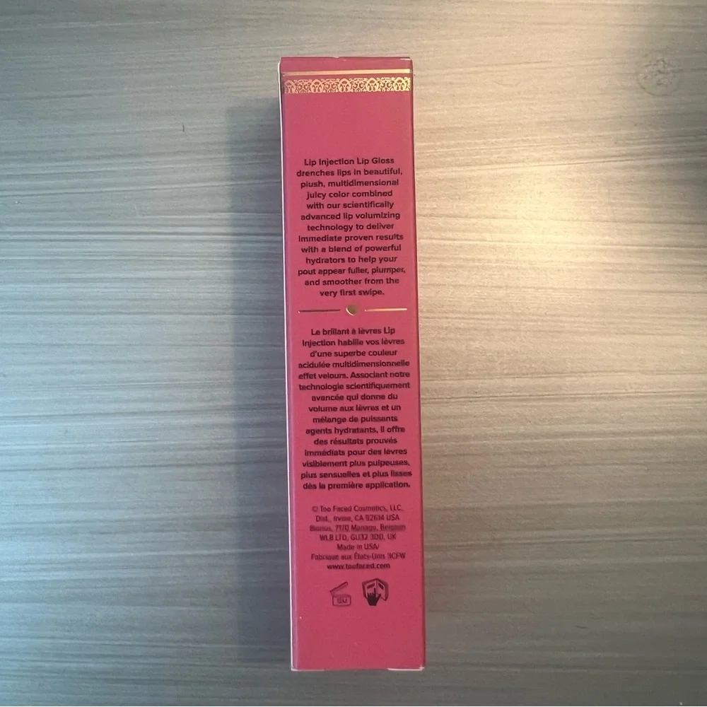 NIB Too Faced Lip Injection Power Plumping Lip Gloss in Just a Girl / PINK - Picture 5 of 8